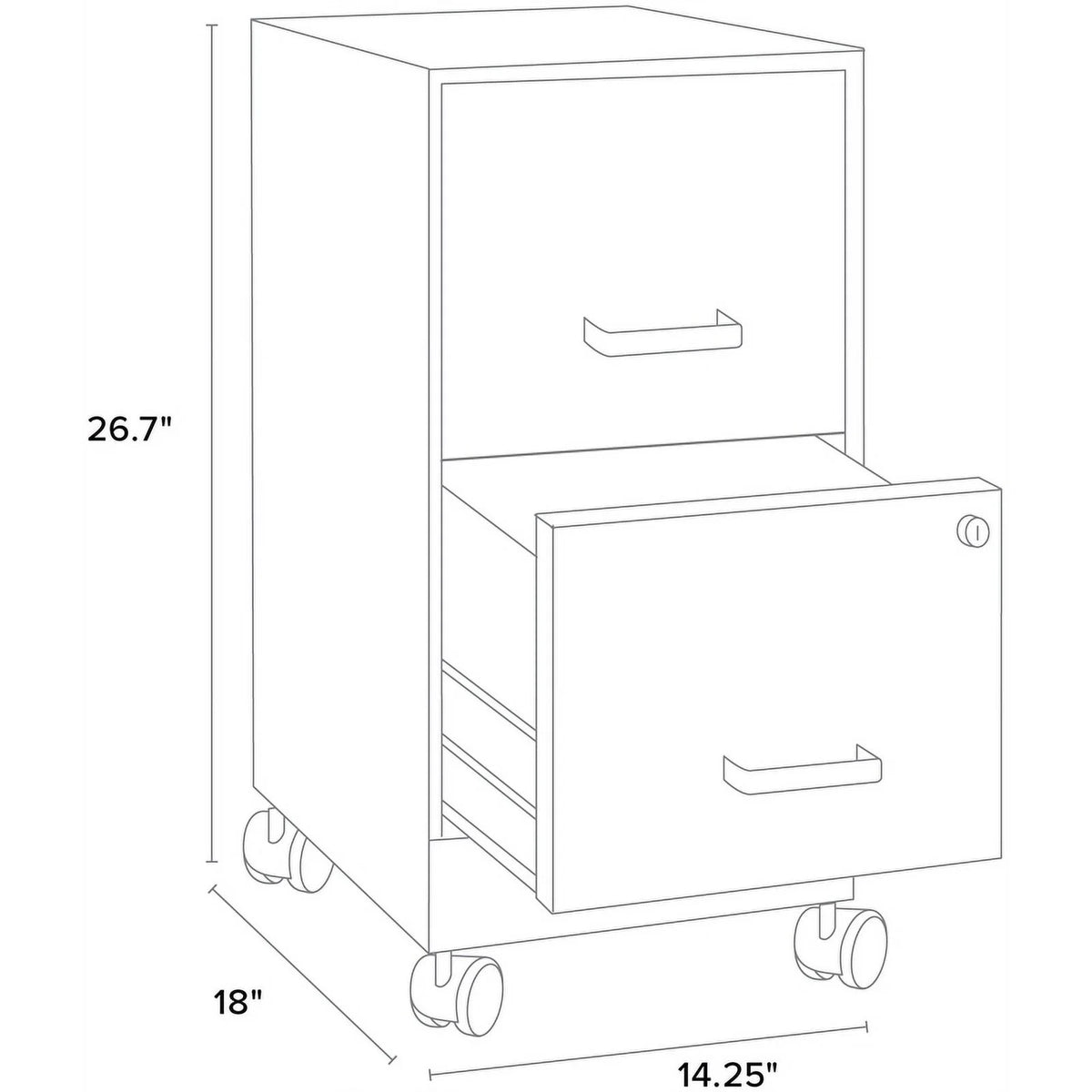 18" 2 Drawer Mobile Metal File Cabinet - Black C65995