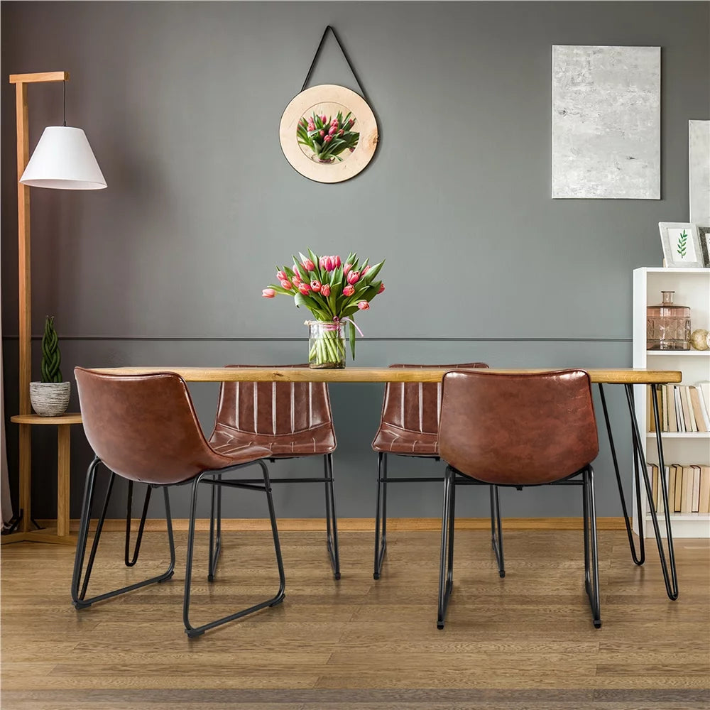 Brown Faux Leather Dining Chairs R72060