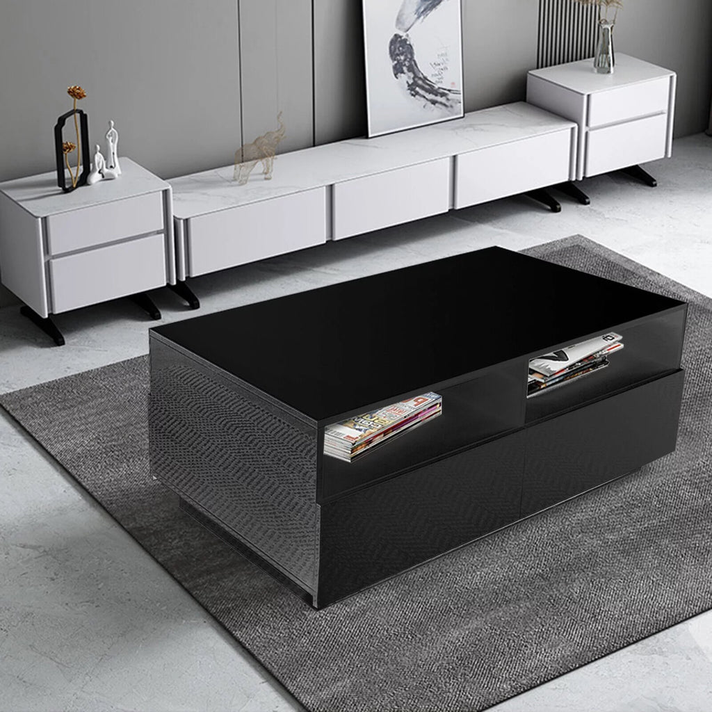 Modern LED High Gloss Coffee Table with 4 Drawers L89655