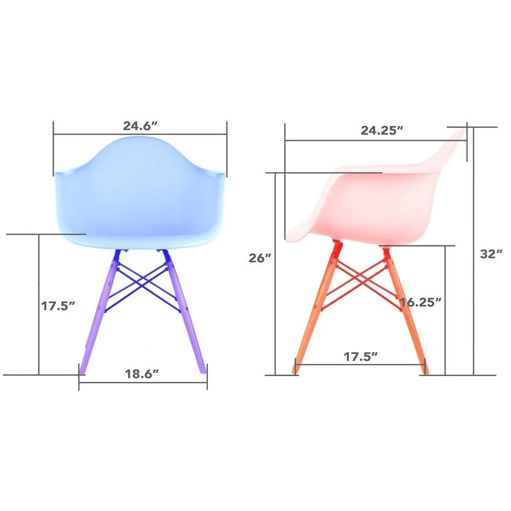 Green Molded Plastic Dining Arm Chair with Black Wood Legs Z4367