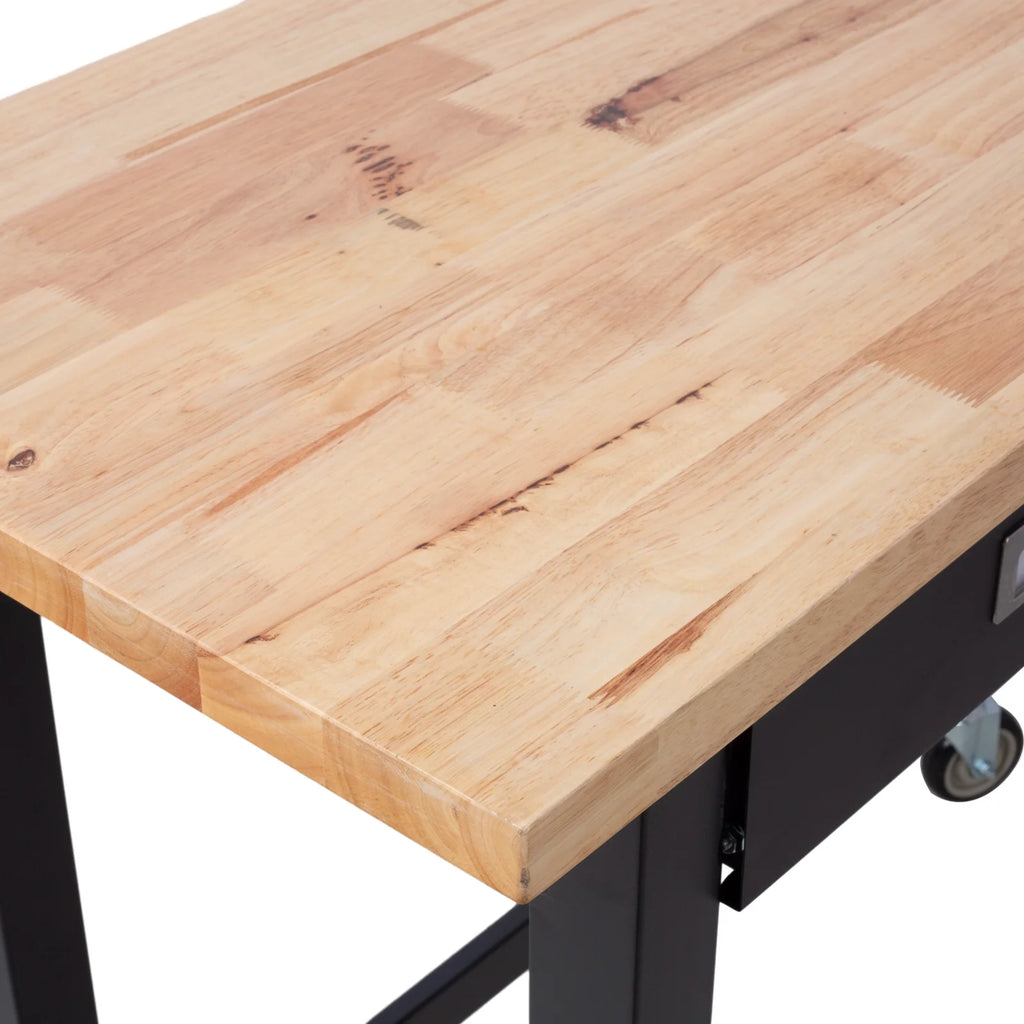 48in Adjustable Bamboo Wood Workbench with Drawer Storage G84623