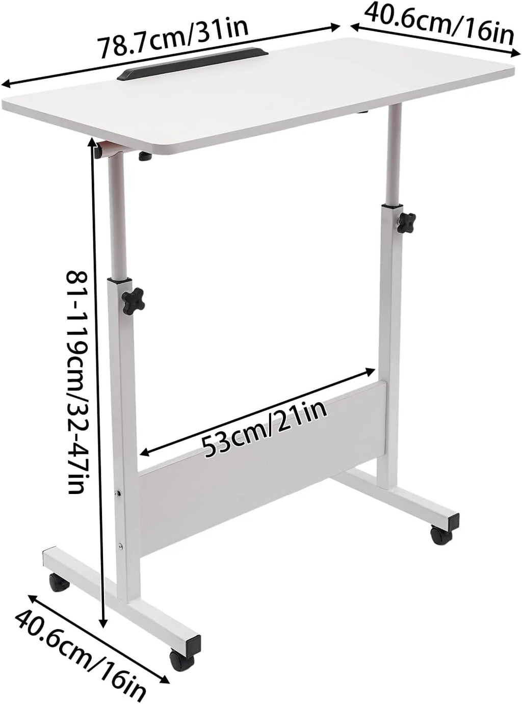 White Adjustable Height Standing Desk with 4 Wheels U49425
