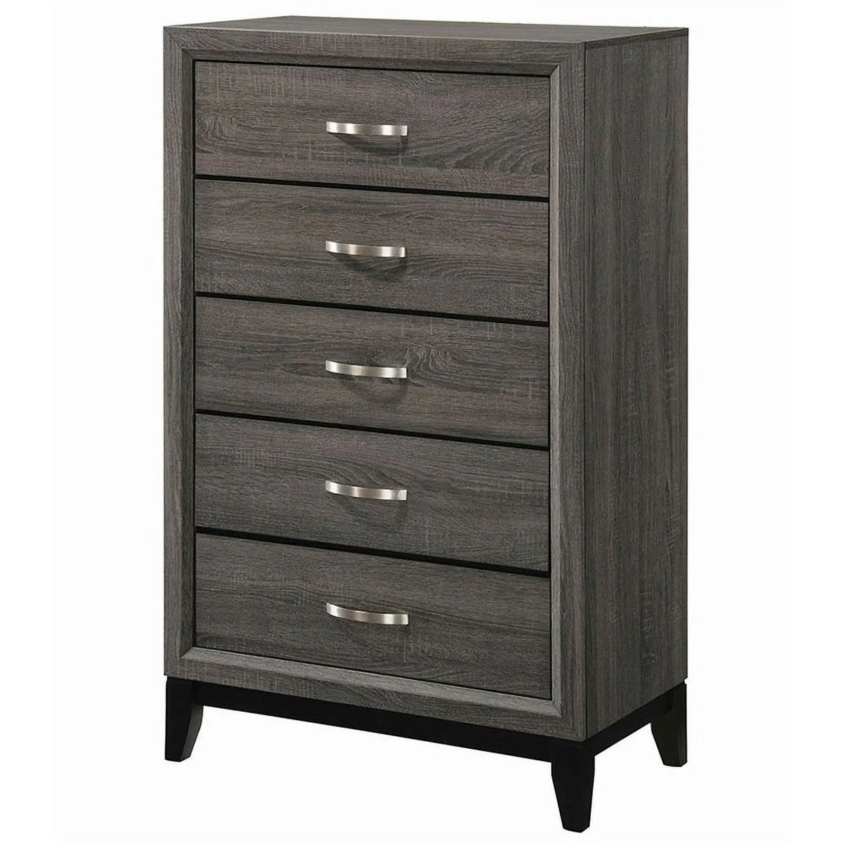 5 Drawer Chest Grey Oak and Black U533