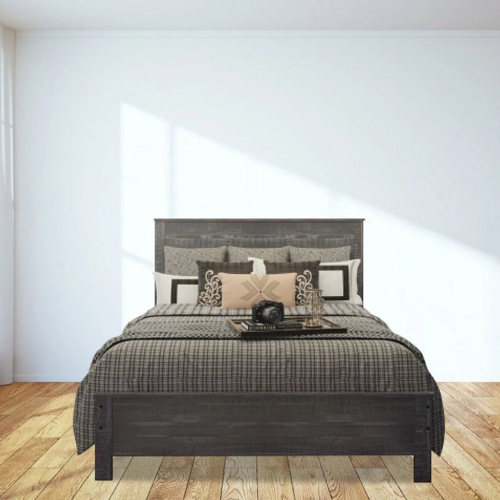 Grey Queen Size Solid Wood Platform Bed Frame J526