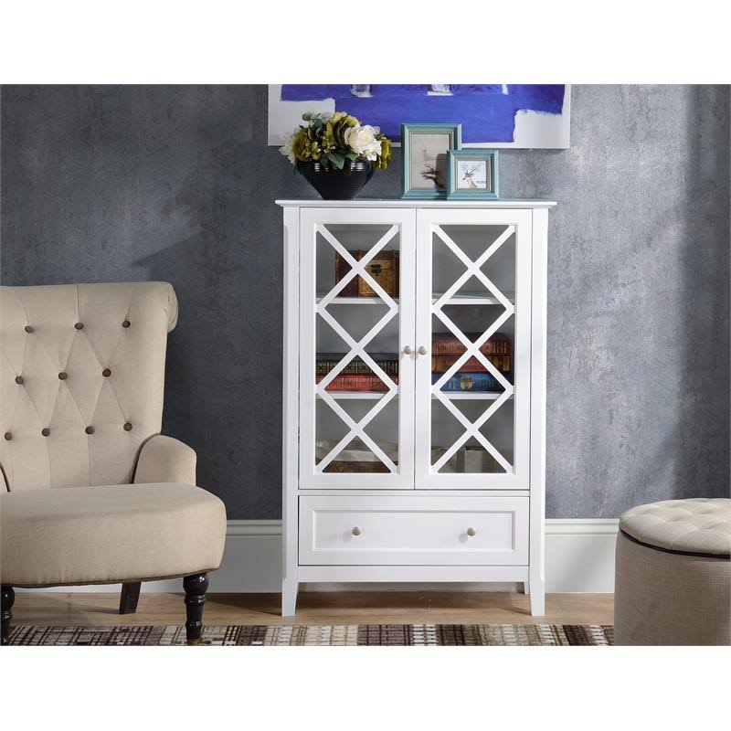 White Wood Accent Cabinet with Two Doors Q9236