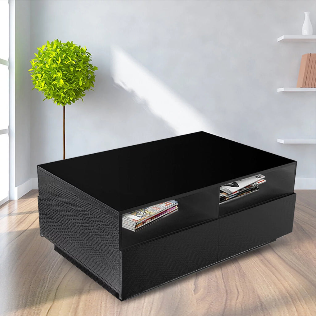 Modern LED High Gloss Coffee Table with 4 Drawers L89655