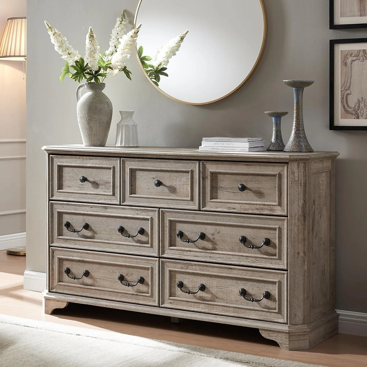 Brown 7 Drawer Wood Dresser M3666
