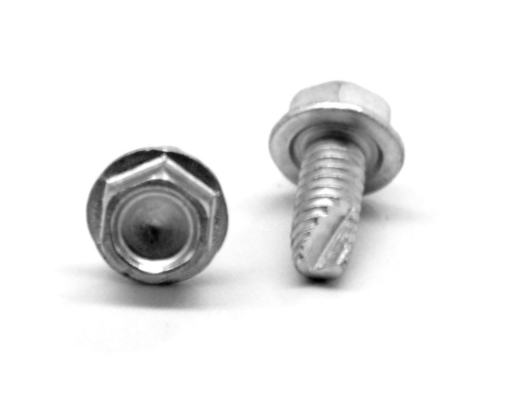 #12-24 x 1 Coarse Thread Thread Cutting Screw Hex Washer Head Zinc Plated Q398