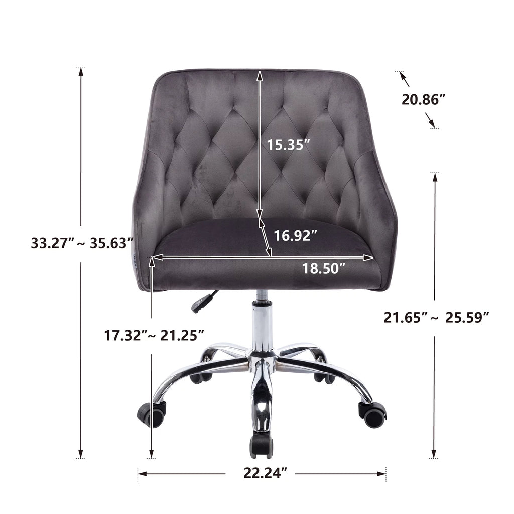 Dark Gray Velvet Swivel Accent Chair with Wheels Q506844