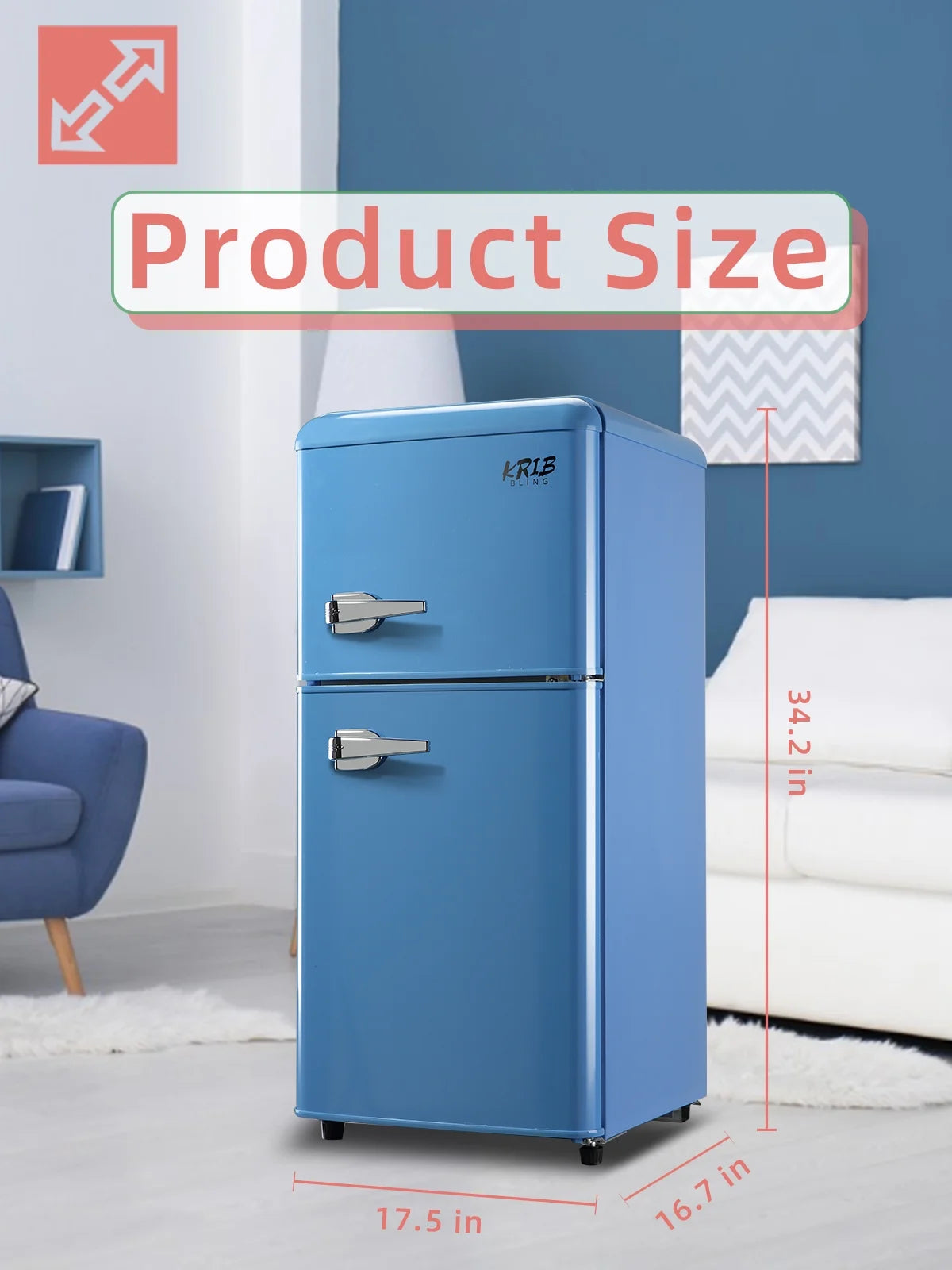 Blue 3.5 Cu.ft Compact Mini Fridge with Freezer A71123