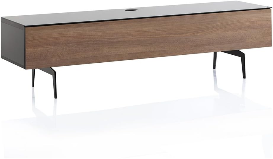 Black Wood and Glass TV Stand with Metal Legs E567893