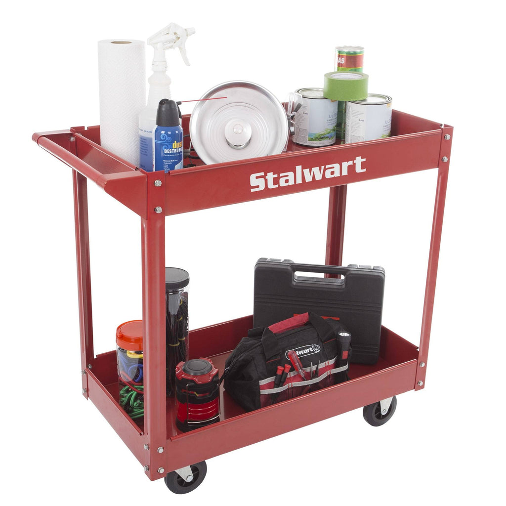 Metal Service Utility Cart with Two Storage Tray Red H3851