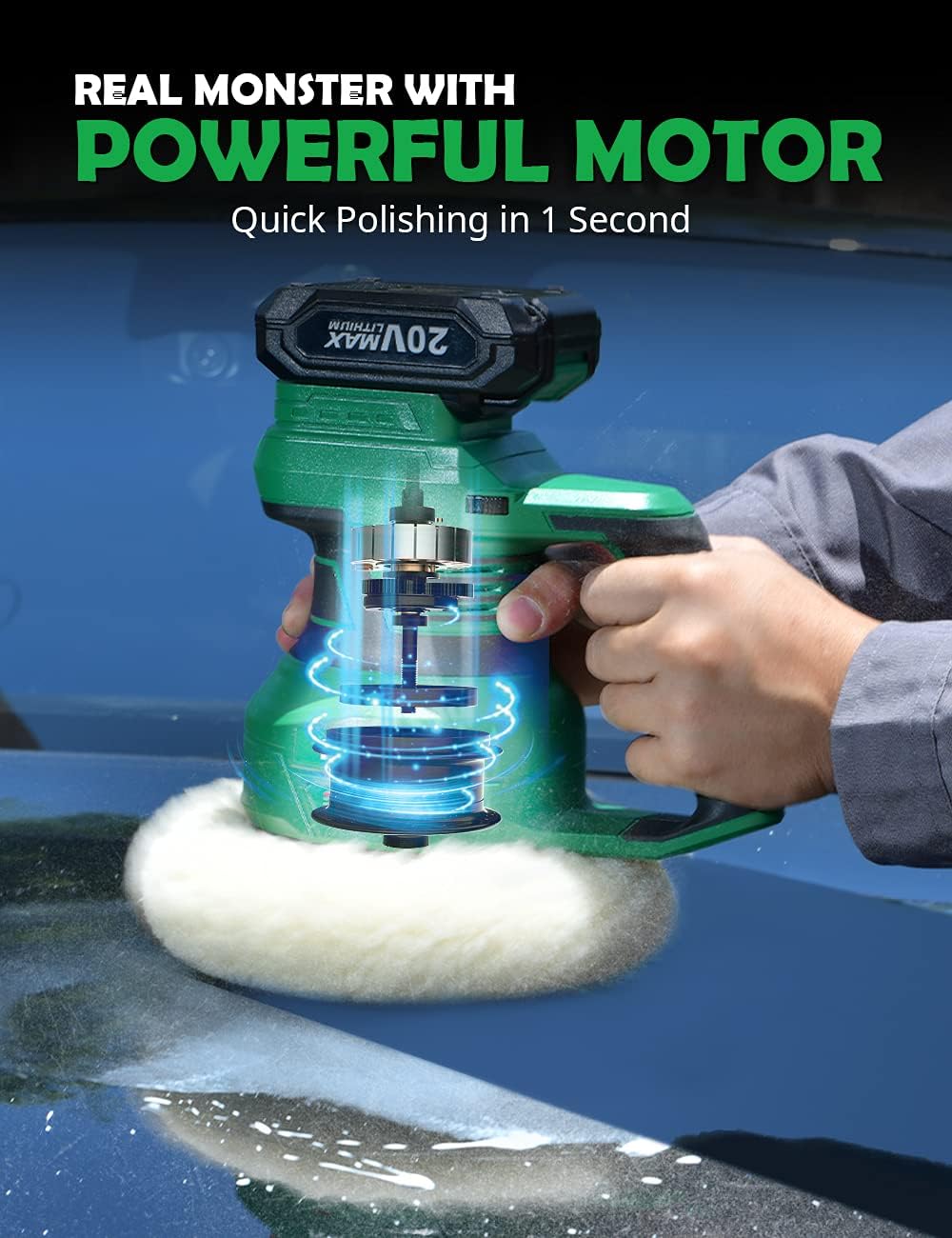20V 7Inch Cordless Random Orbital Polisher with 6 Pads B183238