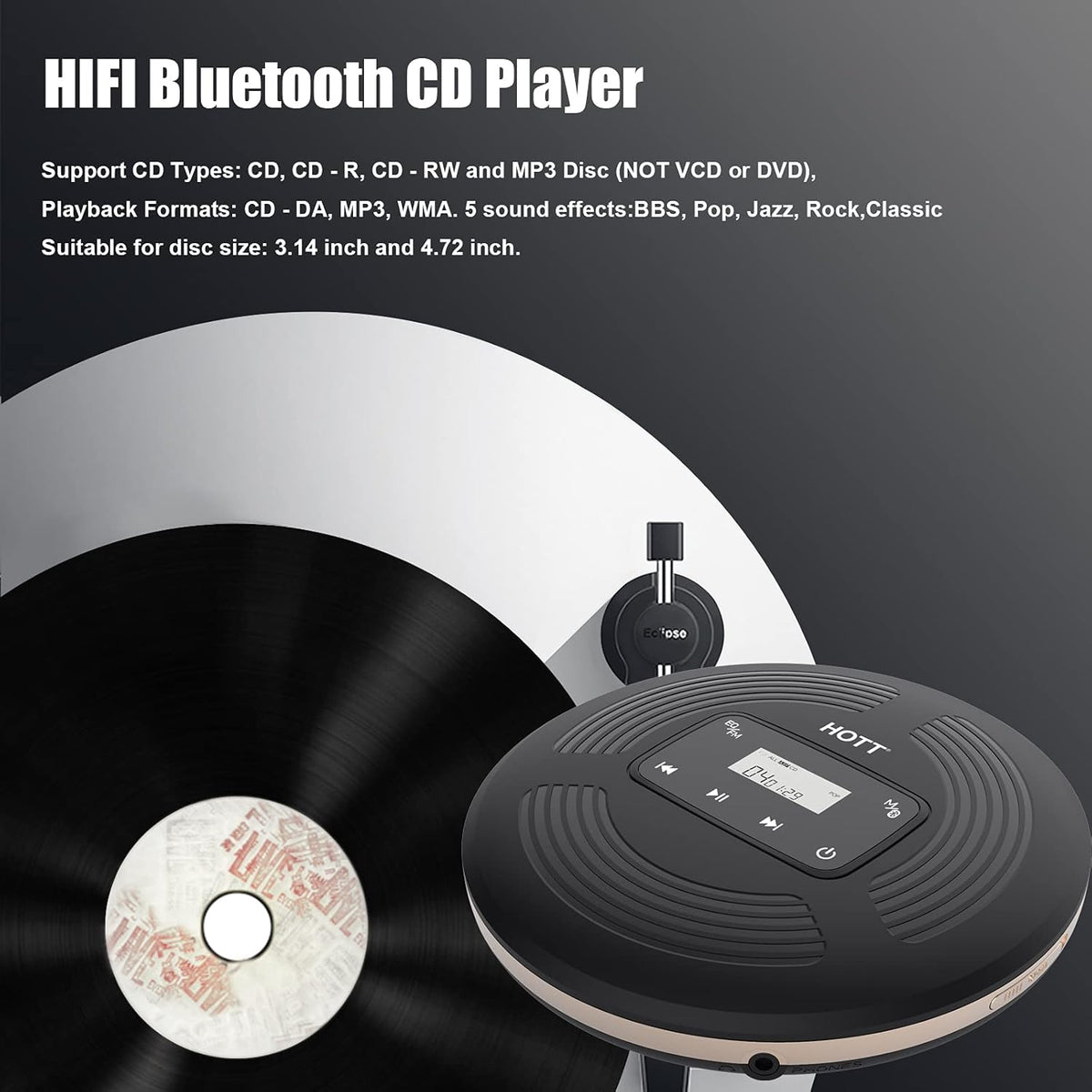 Portable CD Player with Bluetooth and FM Transmitter Q4907