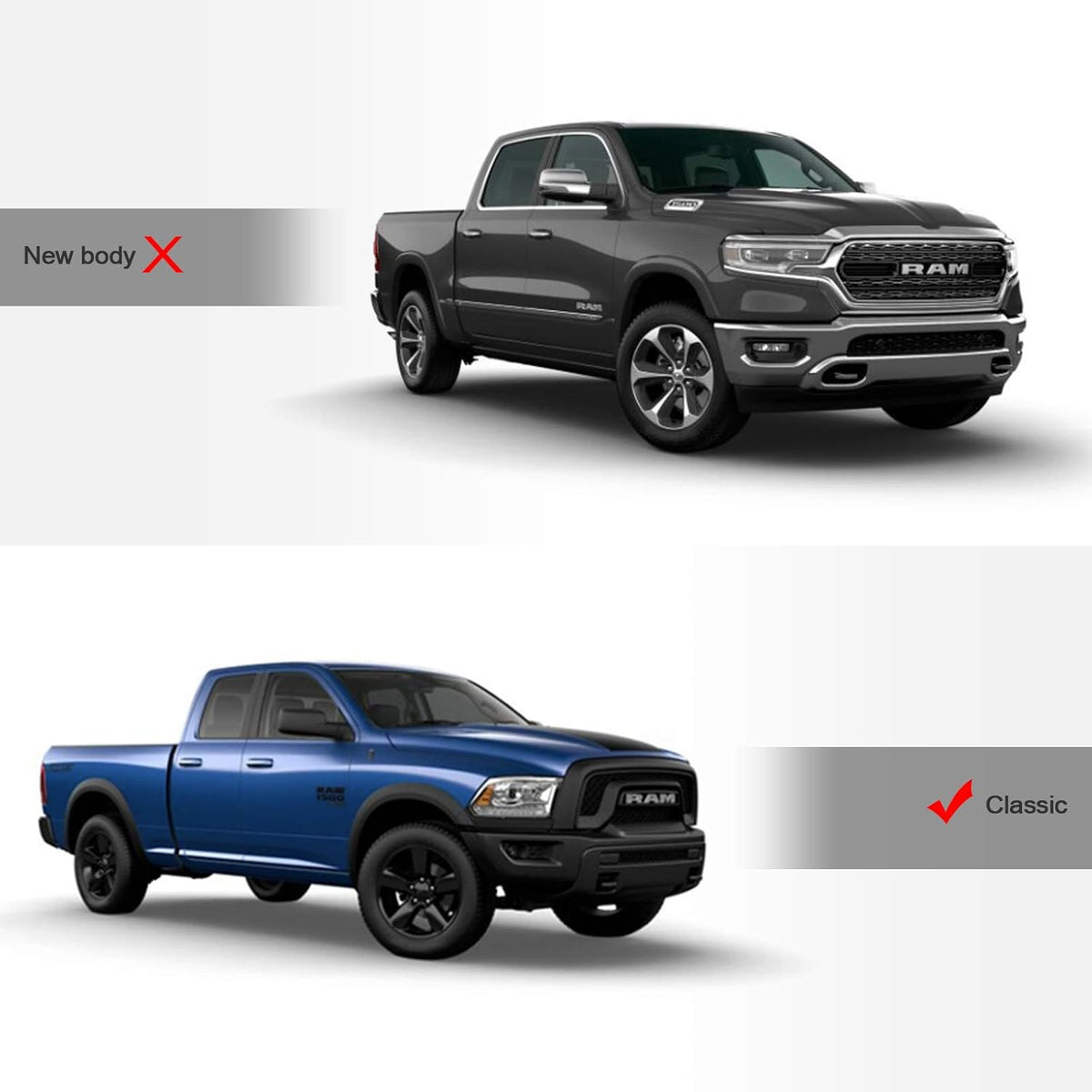 Matte Black Nerf Bars Running Boards for Ram 1500 Quad Cab N10937