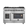48" Freestanding French Door Dual Fuel Range with 8 Burners D1975