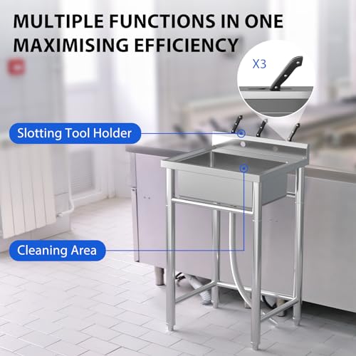 Stainless Steel Single Bowl Utility Sink with Pull-Out Faucet X73288