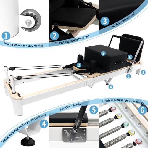 Foldable Pilates Reformer Machine with Aluminum Frame C3851