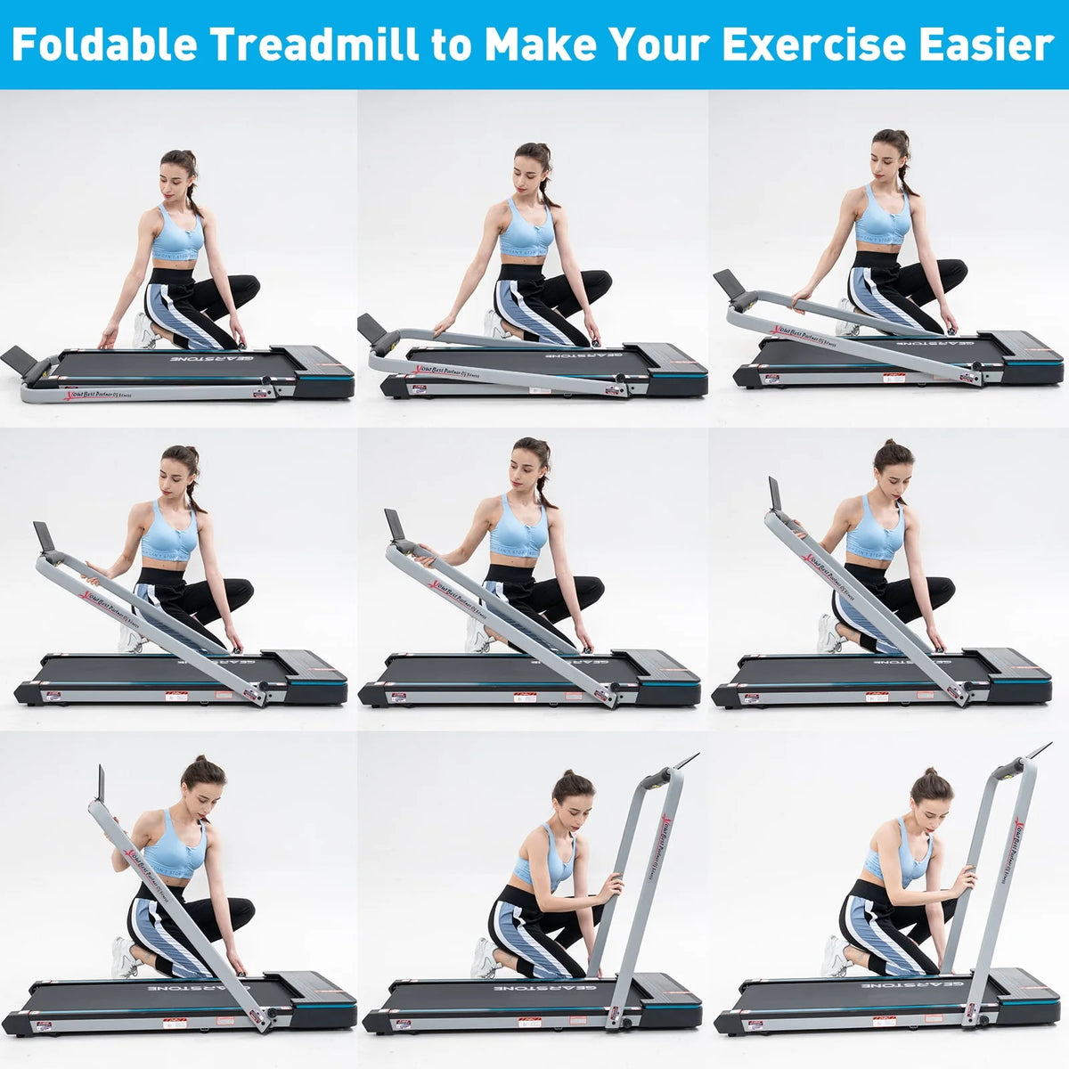 2 in 1 Folding Treadmill with Bluetooth Speakers K639882