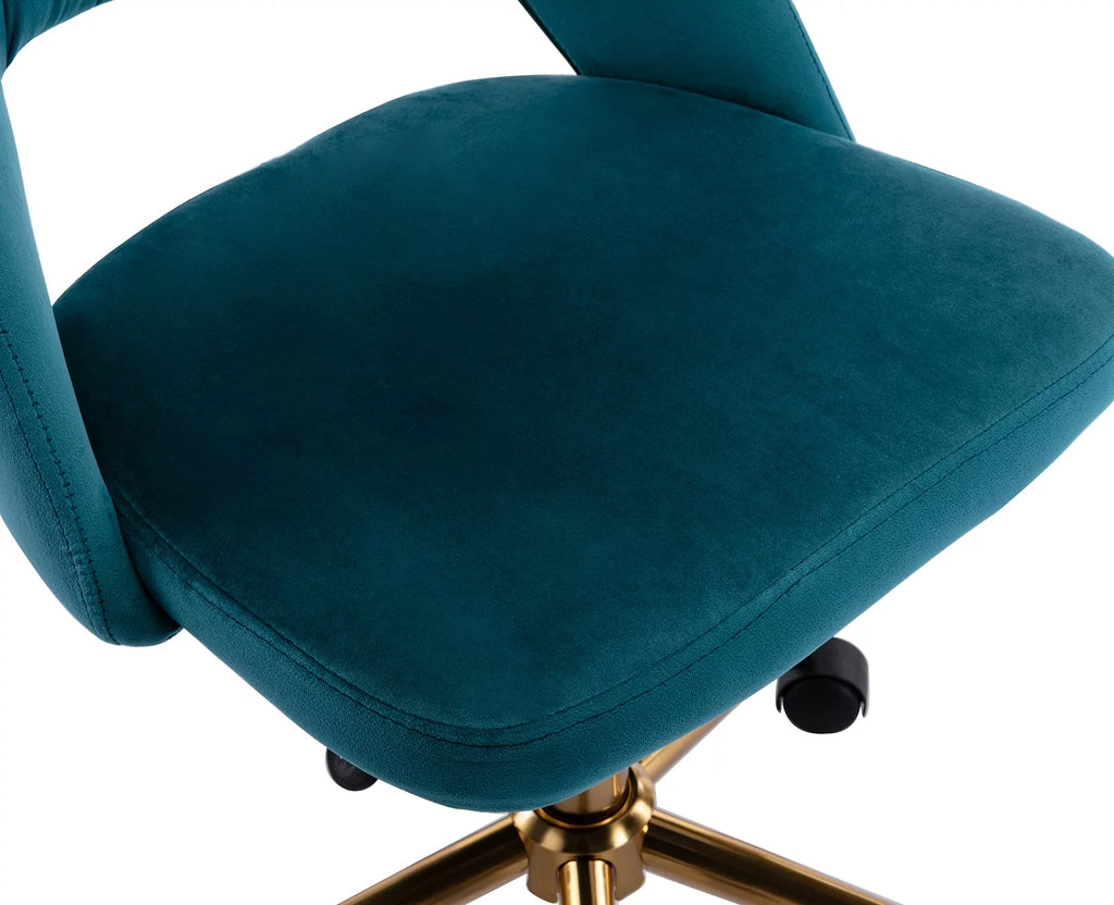Green Tufted Fabric Task Chair with Gold Base and Wheels J67920