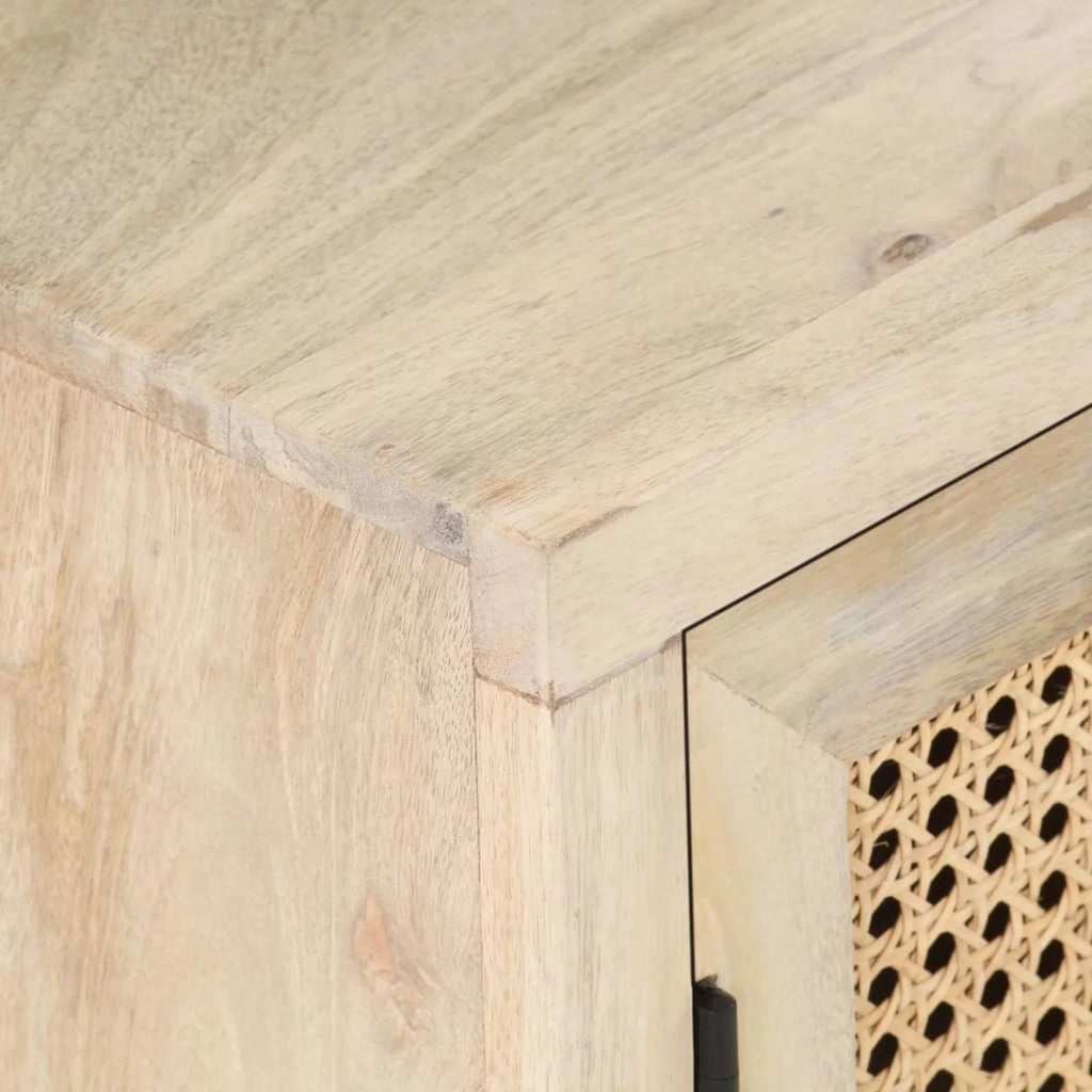 Solid Mango Wood and Natural Cane Bedside Cabinet R1299