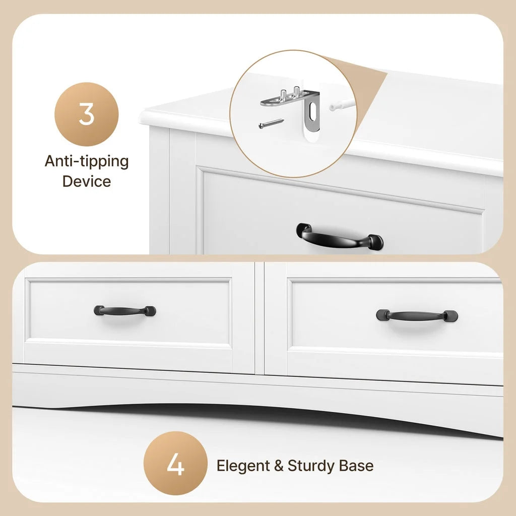 White 6 Drawer Dresser D218