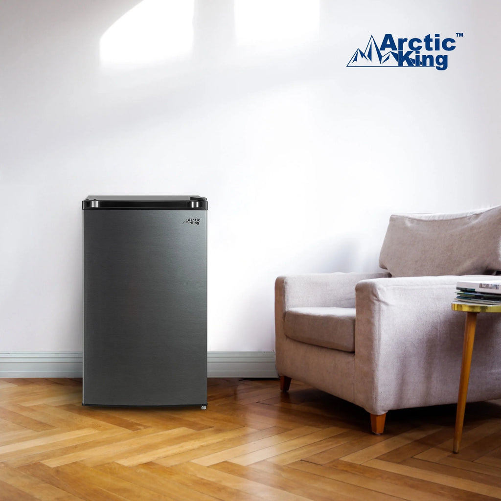 4.4 Cu ft Black Stainless Steel Look Mini Fridge E246