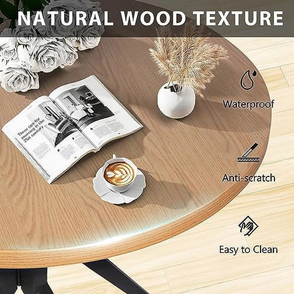 53'' Mid-Century Modern Round Dining Table with Metal Legs R342906