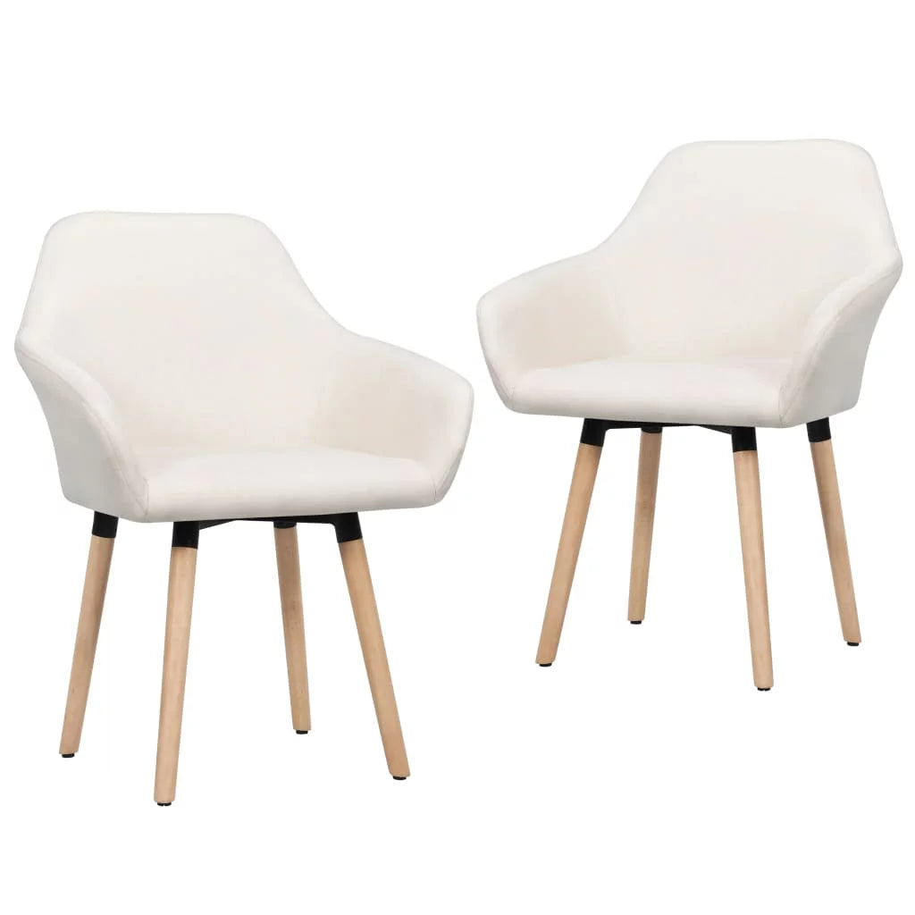 Dining Chairs 2 pcs Cream Fabric L680