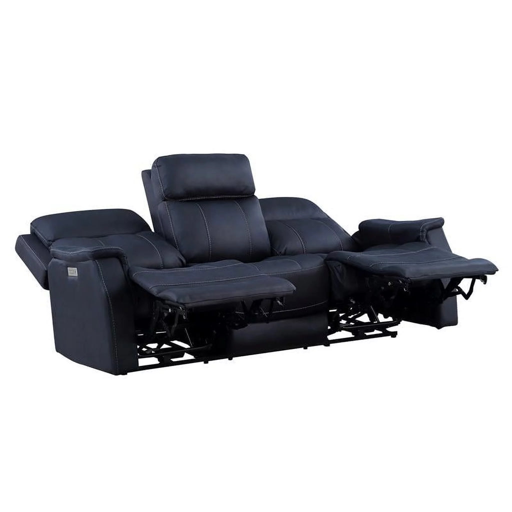 White Faux Leather Dual Power Reclining Sofa R6221