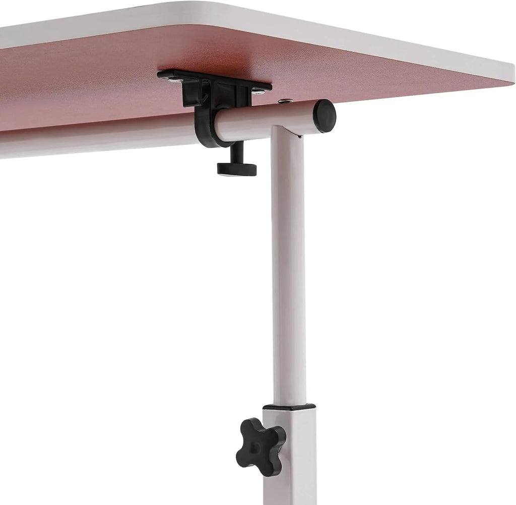 White Adjustable Height Standing Desk with 4 Wheels U49425