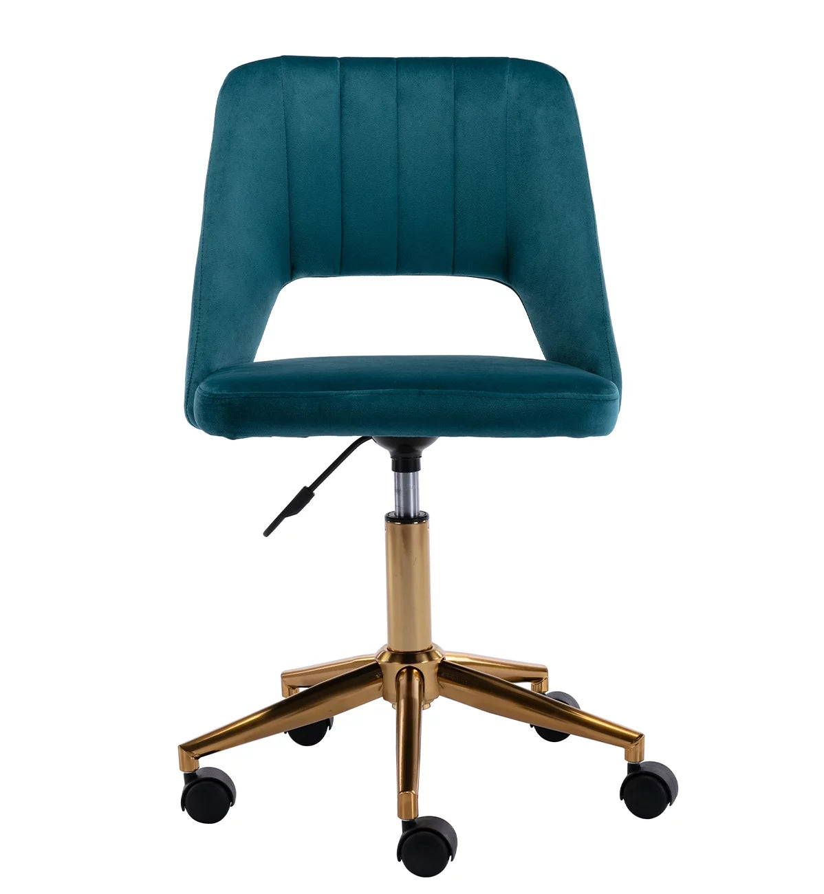 Green Tufted Fabric Task Chair with Gold Base and Wheels J67920