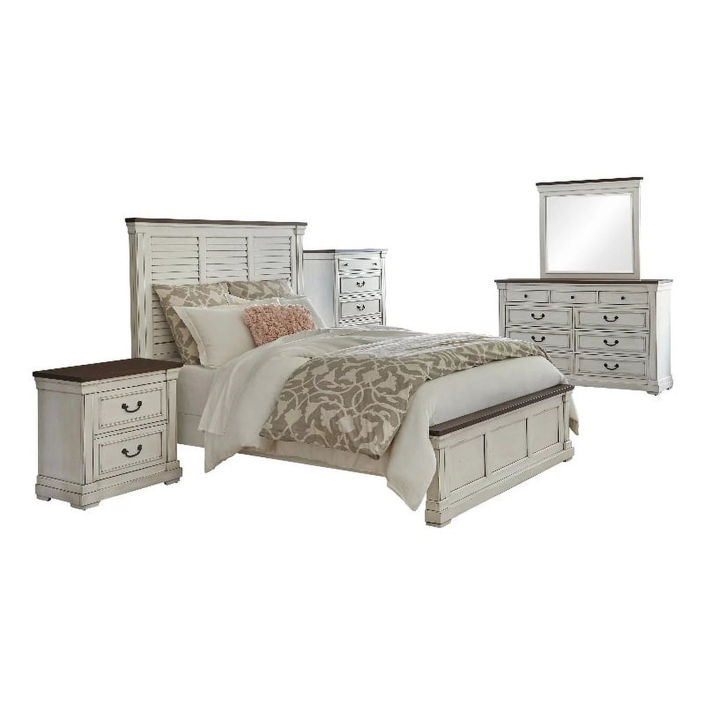 5-Piece Wood Eastern King Panel Bedroom Set in White A34251