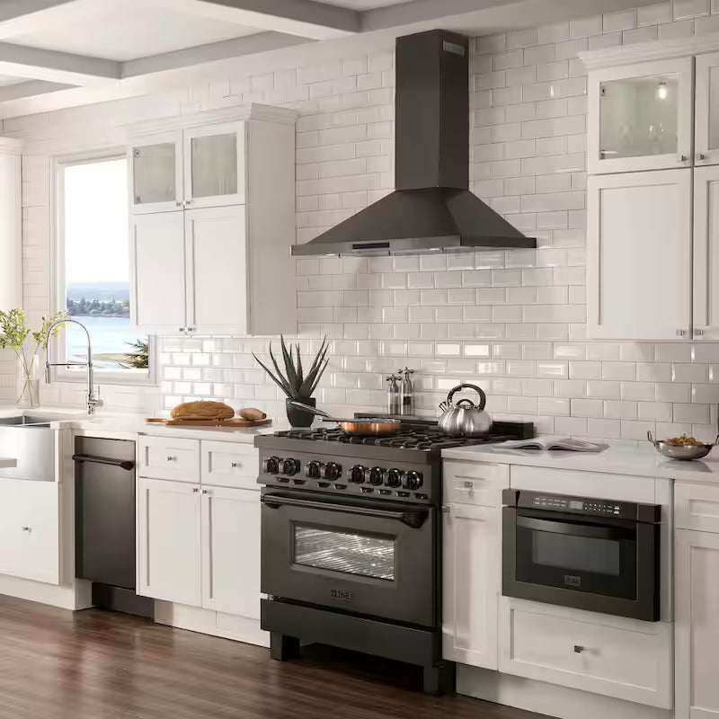 Black Stainless Steel 30 in. 400 CFM Convertible Wall Mount Range Hood D280