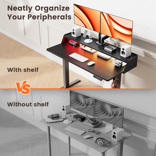 White Electric Height Adjustable Standing Desk with Storage Shelves O40135