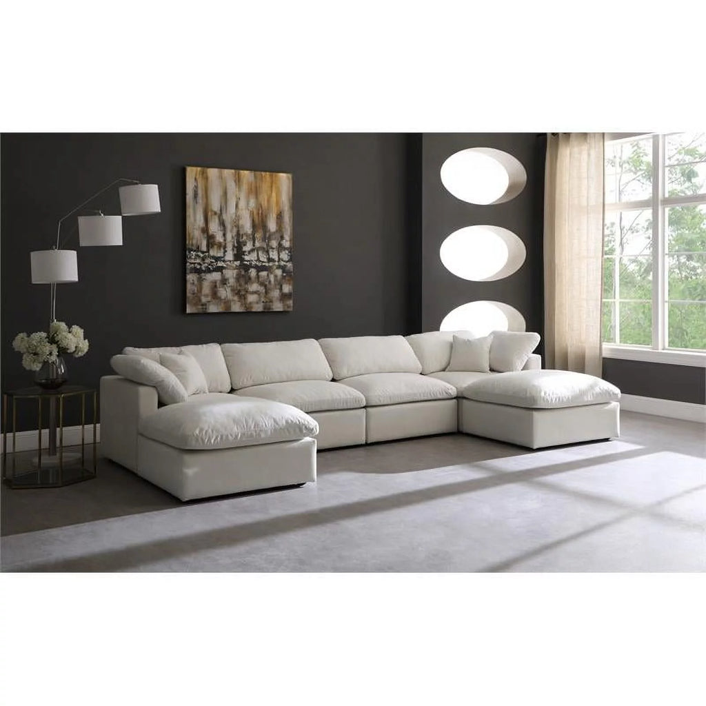 Cream Velvet Modular Sectional Z515