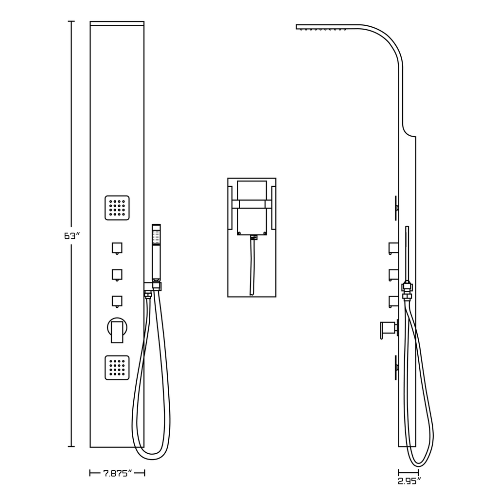 Wall Mount Stainless Steel Shower Panel in Chrome B751