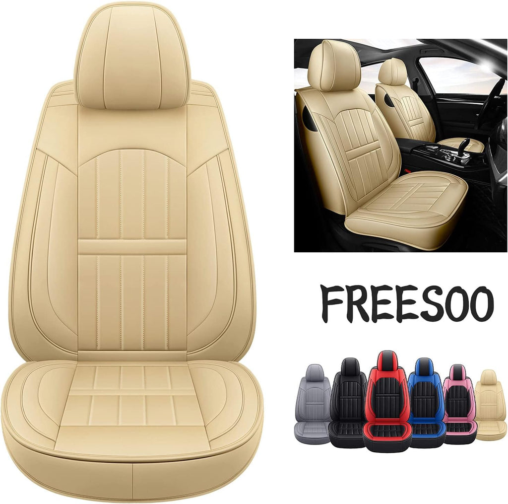 Beige Leather Car Seat Covers Full Set B72263