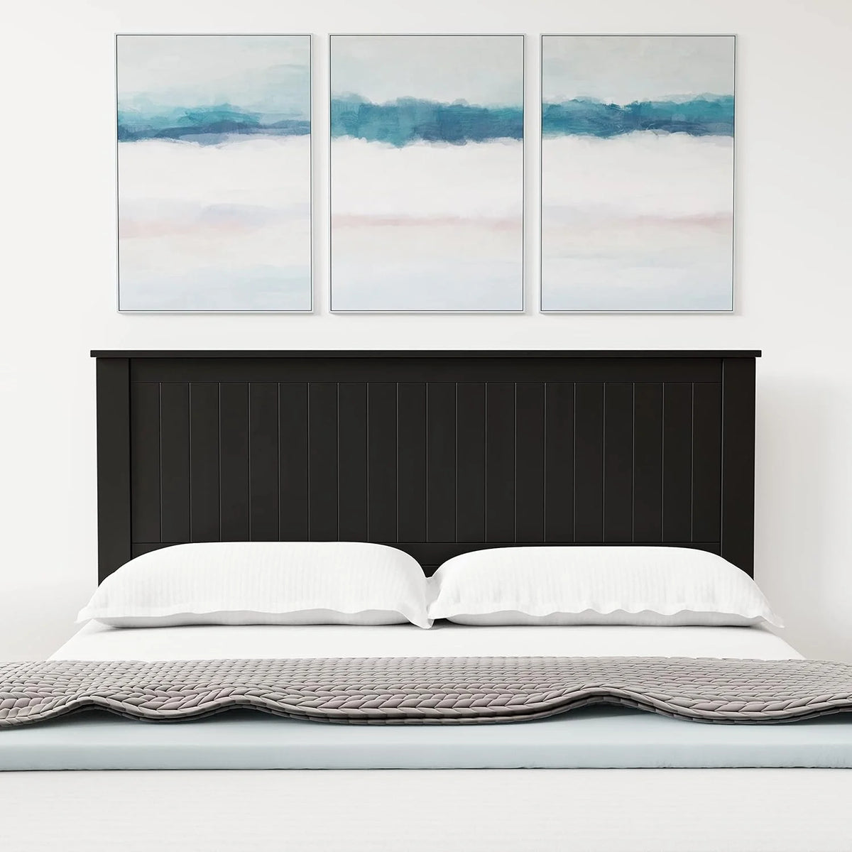Black Queen Size Wood Panel Headboard Z3076