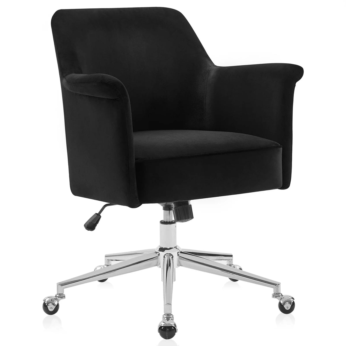 Black Velvet Upholstered Desk Chair F94830