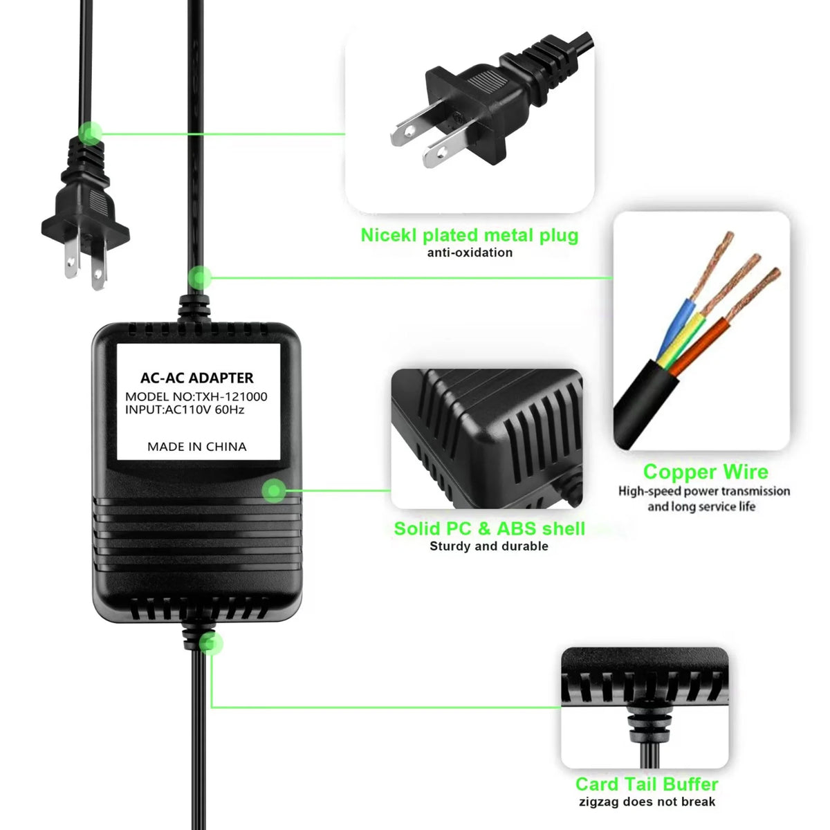 AC/AC Adapter Power Supply Cord Cable E614