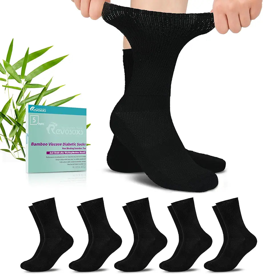 Bamboo Viscose Non-Binding Loose Top Seamless Toe Crew Socks G894145