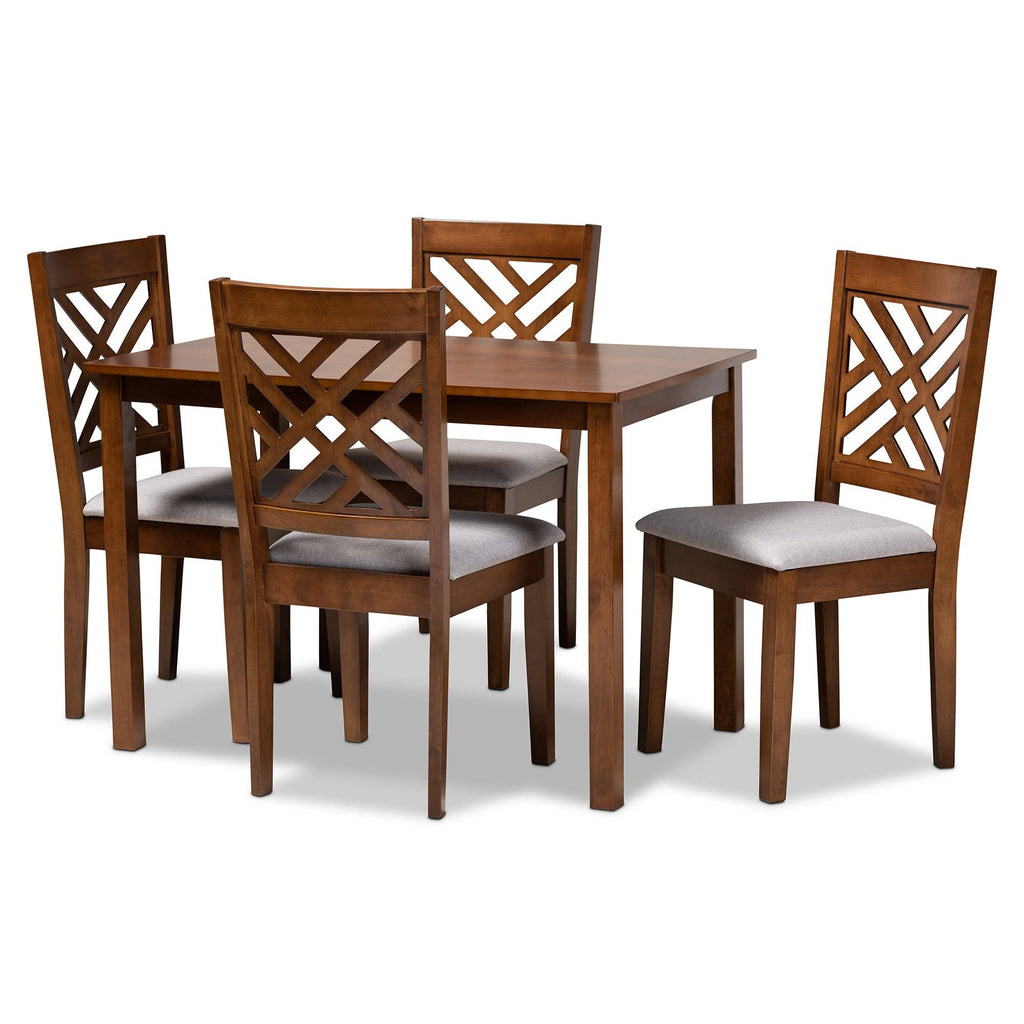 Grey Fabric Upholstered 5-Piece Dining Set V277801