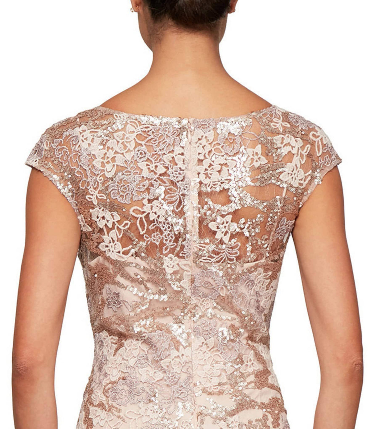 Illusion V-Neck Embroidered Lace Gown K19370