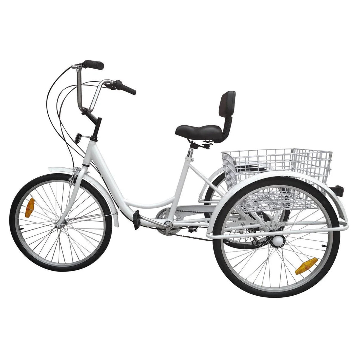 24" 7-Speed 3-Wheel Tricycle with Basket White M394