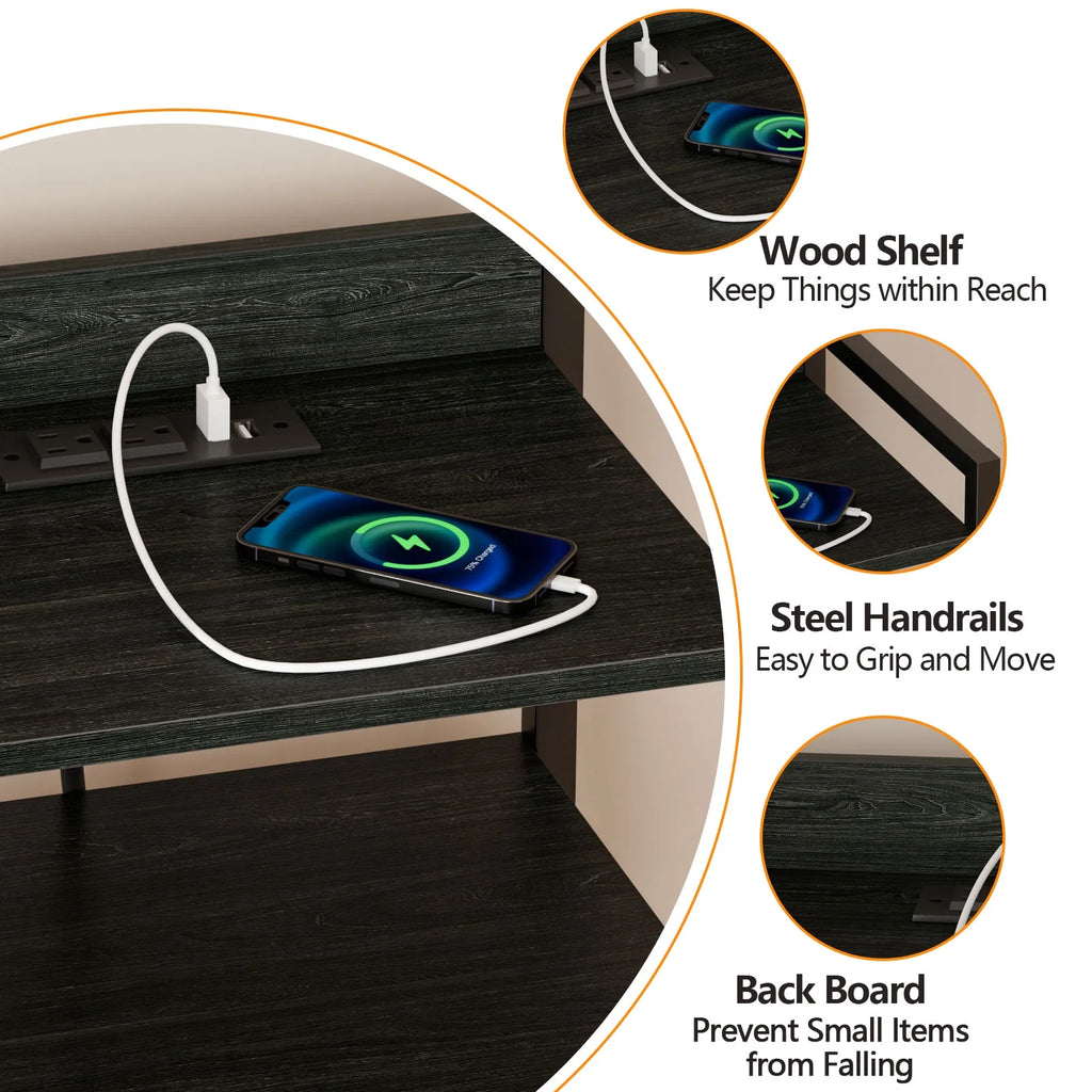 White Fabric Vertical Dresser with Charging Station T709148