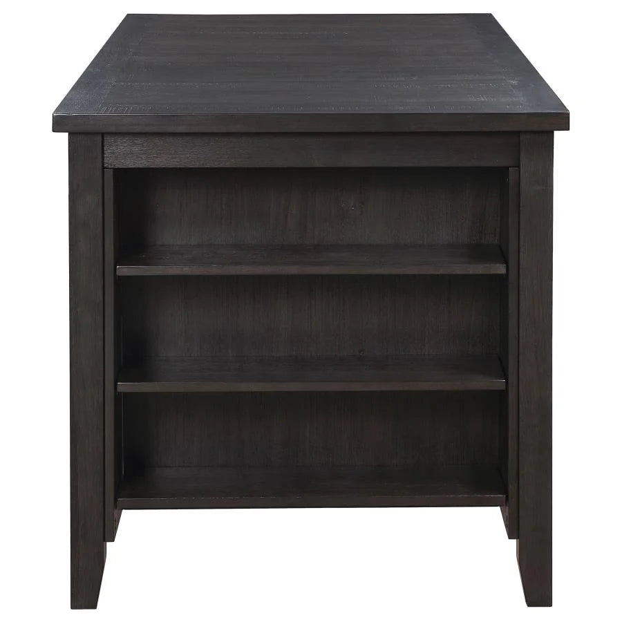 Counter Height Dining Table with Storage Shelves Dark Grey W132