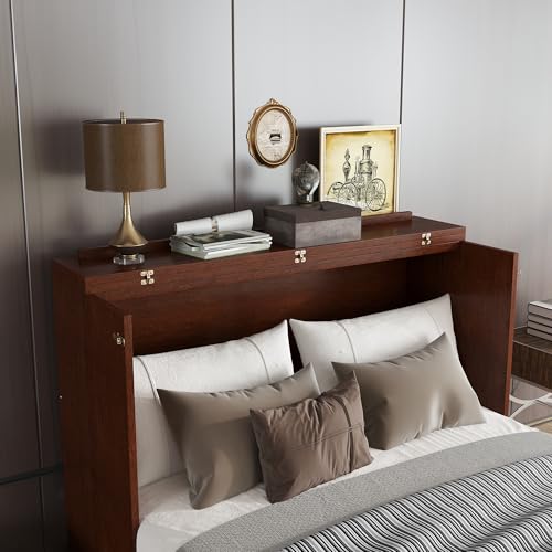 Queen Size Walnut Murphy Bed with Drawers L320