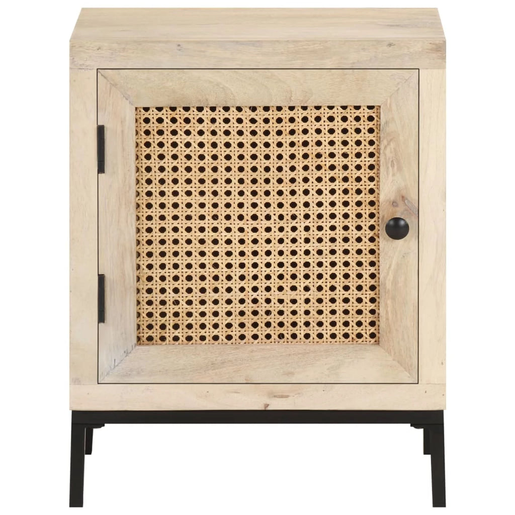 Solid Mango Wood and Natural Cane Bedside Cabinet R1299