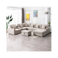 Linen Fabric 8Pc Reversible Chaise Sectional Sofa K692921